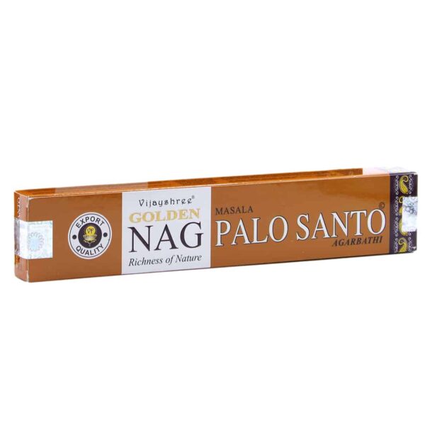 orange/brun æske med røgelsespinde af varianten palo santo
